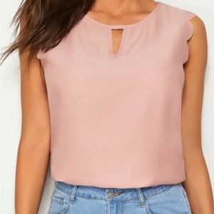 Shein Keyhole Neck Scallop Trim Top